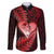 New Zealand Valentine Day Family Matching Long Sleeve Bodycon Dress and Hawaiian Shirt Aotearoa Warrior and Woman Love Story Silver Fern Koru Red Style LT03 Dad's Shirt - Long Sleeve Red - Polynesian Pride