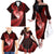 New Zealand Valentine Day Family Matching Off Shoulder Long Sleeve Dress and Hawaiian Shirt Aotearoa Warrior and Woman Love Story Silver Fern Koru Red Style LT03 - Polynesian Pride