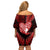 New Zealand Valentine Day Off Shoulder Short Dress Aotearoa Warrior and Woman Love Story Silver Fern Koru Red Style LT03 - Polynesian Pride