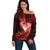 New Zealand Valentine Day Off Shoulder Sweater Aotearoa Warrior and Woman Love Story Silver Fern Koru Red Style LT03 Women Red - Polynesian Pride