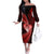 New Zealand Valentine Day Off The Shoulder Long Sleeve Dress Aotearoa Warrior and Woman Love Story Silver Fern Koru Red Style LT03 Women Red - Polynesian Pride