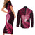 New Zealand Valentine Day Couples Matching Short Sleeve Bodycon Dress and Long Sleeve Button Shirt Aotearoa Warrior Love Story Silver Fern Koru Pink Style LT03 - Polynesian Pride