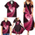 New Zealand Valentine Day Family Matching Summer Maxi Dress and Hawaiian Shirt Aotearoa Warrior Love Story Silver Fern Koru Pink Style LT03 - Polynesian Pride