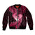 New Zealand Valentine Day Sleeve Zip Bomber Jacket Aotearoa Warrior Love Story Silver Fern Koru Pink Style LT03 Unisex Pink - Polynesian Pride