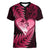 New Zealand Valentine Day Women V Neck T Shirt Aotearoa Warrior Love Story Silver Fern Koru Pink Style LT03 Female Pink - Polynesian Pride