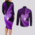 New Zealand Valentine Day Couples Matching Long Sleeve Bodycon Dress and Long Sleeve Button Shirt Aotearoa Warrior Love Story Silver Fern Koru Purple Style LT03 - Polynesian Pride