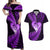 New Zealand Valentine Day Couples Matching Off Shoulder Maxi Dress and Hawaiian Shirt Aotearoa Warrior Love Story Silver Fern Koru Purple Style LT03 Purple - Polynesian Pride