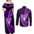 New Zealand Valentine Day Couples Matching Off Shoulder Maxi Dress and Long Sleeve Button Shirt Aotearoa Warrior Love Story Silver Fern Koru Purple Style LT03 - Polynesian Pride