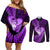 New Zealand Valentine Day Couples Matching Off Shoulder Short Dress and Long Sleeve Button Shirt Aotearoa Warrior Love Story Silver Fern Koru Purple Style LT03 Purple - Polynesian Pride