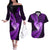 New Zealand Valentine Day Couples Matching Off The Shoulder Long Sleeve Dress and Hawaiian Shirt Aotearoa Warrior Love Story Silver Fern Koru Purple Style LT03 Purple - Polynesian Pride