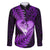 New Zealand Valentine Day Family Matching Mermaid Dress and Hawaiian Shirt Aotearoa Warrior Love Story Silver Fern Koru Purple Style LT03 Dad's Shirt - Long Sleeve Purple - Polynesian Pride