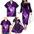 New Zealand Valentine Day Family Matching Off Shoulder Long Sleeve Dress and Hawaiian Shirt Aotearoa Warrior Love Story Silver Fern Koru Purple Style LT03 - Polynesian Pride