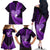 New Zealand Valentine Day Family Matching Off Shoulder Long Sleeve Dress and Hawaiian Shirt Aotearoa Warrior Love Story Silver Fern Koru Purple Style LT03 - Polynesian Pride