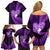 New Zealand Valentine Day Family Matching Off Shoulder Short Dress and Hawaiian Shirt Aotearoa Warrior Love Story Silver Fern Koru Purple Style LT03 - Polynesian Pride