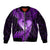 New Zealand Valentine Day Sleeve Zip Bomber Jacket Aotearoa Warrior Love Story Silver Fern Koru Purple Style LT03 Unisex Purple - Polynesian Pride