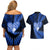 New Zealand Valentine Day Couples Matching Off Shoulder Short Dress and Hawaiian Shirt Aotearoa Warrior Love Story Silver Fern Koru Blue Style LT03 - Polynesian Pride