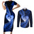 New Zealand Valentine Day Couples Matching Short Sleeve Bodycon Dress and Long Sleeve Button Shirt Aotearoa Warrior Love Story Silver Fern Koru Blue Style LT03 Blue - Polynesian Pride