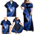 New Zealand Valentine Day Family Matching Off Shoulder Maxi Dress and Hawaiian Shirt Aotearoa Warrior Love Story Silver Fern Koru Blue Style LT03 - Polynesian Pride