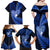 New Zealand Valentine Day Family Matching Off Shoulder Maxi Dress and Hawaiian Shirt Aotearoa Warrior Love Story Silver Fern Koru Blue Style LT03 - Polynesian Pride