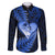 New Zealand Valentine Day Family Matching Puletasi and Hawaiian Shirt Aotearoa Warrior Love Story Silver Fern Koru Blue Style LT03 Dad's Shirt - Long Sleeve Blue - Polynesian Pride