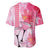 Hawaiian Cocktail Valentine Day Baseball Jersey Hibiscus Kakau Pattern Pink Version LT03 - Polynesian Pride