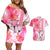 Hawaiian Cocktail Valentine Day Couples Matching Off Shoulder Short Dress and Hawaiian Shirt Hibiscus Kakau Pattern Pink Version LT03 Pink - Polynesian Pride