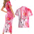 Hawaiian Cocktail Valentine Day Couples Matching Short Sleeve Bodycon Dress and Hawaiian Shirt Hibiscus Kakau Pattern Pink Version LT03 - Polynesian Pride