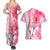 Hawaiian Cocktail Valentine Day Couples Matching Summer Maxi Dress and Hawaiian Shirt Hibiscus Kakau Pattern Pink Version LT03 - Polynesian Pride