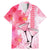 Hawaiian Cocktail Valentine Day Family Matching Mermaid Dress and Hawaiian Shirt Hibiscus Kakau Pattern Pink Version LT03 Dad's Shirt - Short Sleeve Pink - Polynesian Pride