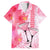 Hawaiian Cocktail Valentine Day Family Matching Off Shoulder Long Sleeve Dress and Hawaiian Shirt Hibiscus Kakau Pattern Pink Version LT03 Dad's Shirt - Short Sleeve Pink - Polynesian Pride