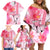 Hawaiian Cocktail Valentine Day Family Matching Off Shoulder Short Dress and Hawaiian Shirt Hibiscus Kakau Pattern Pink Version LT03 - Polynesian Pride