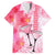 Hawaiian Cocktail Valentine Day Family Matching Short Sleeve Bodycon Dress and Hawaiian Shirt Hibiscus Kakau Pattern Pink Version LT03 Dad's Shirt - Short Sleeve Pink - Polynesian Pride