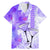 Hawaiian Cocktail Valentine Day Family Matching Mermaid Dress and Hawaiian Shirt Hibiscus Kakau Pattern Purple Version LT03 Dad's Shirt - Short Sleeve Purple - Polynesian Pride