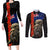 New Zealand Kiwi Soldier ANZAC Couples Matching Long Sleeve Bodycon Dress and Long Sleeve Button Shirt Red Poppy Flower and Silver Fern Pattern LT03 Black - Polynesian Pride