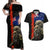 New Zealand Kiwi Soldier ANZAC Couples Matching Off Shoulder Maxi Dress and Hawaiian Shirt Red Poppy Flower and Silver Fern Pattern LT03 Black - Polynesian Pride