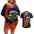 New Zealand Kiwi Soldier ANZAC Couples Matching Off Shoulder Short Dress and Hawaiian Shirt Red Poppy Flower and Silver Fern Pattern LT03 Black - Polynesian Pride