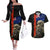 New Zealand Kiwi Soldier ANZAC Couples Matching Off The Shoulder Long Sleeve Dress and Hawaiian Shirt Red Poppy Flower and Silver Fern Pattern LT03 Black - Polynesian Pride