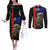 New Zealand Kiwi Soldier ANZAC Couples Matching Off The Shoulder Long Sleeve Dress and Long Sleeve Button Shirt Red Poppy Flower and Silver Fern Pattern LT03 Black - Polynesian Pride