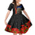 New Zealand Kiwi Soldier ANZAC Family Matching Off Shoulder Short Dress and Hawaiian Shirt Red Poppy Flower and Silver Fern Pattern LT03 Daughter's Dress Black - Polynesian Pride