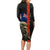 New Zealand Kiwi Soldier ANZAC Long Sleeve Bodycon Dress Red Poppy Flower and Silver Fern Pattern LT03 - Polynesian Pride