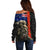 New Zealand Kiwi Soldier ANZAC Off Shoulder Sweater Red Poppy Flower and Silver Fern Pattern LT03 - Polynesian Pride