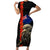 New Zealand Kiwi Soldier ANZAC Short Sleeve Bodycon Dress Red Poppy Flower and Silver Fern Pattern LT03 Long Dress Black - Polynesian Pride