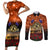 The Rising Sun Badge ANZAC Couples Matching Short Sleeve Bodycon Dress and Long Sleeve Button Shirt Last Post Field of Poppy Starry Night Style LT03 Black - Polynesian Pride