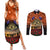 The Rising Sun Badge ANZAC Couples Matching Summer Maxi Dress and Long Sleeve Button Shirt Last Post Field of Poppy Starry Night Style LT03 Black - Polynesian Pride