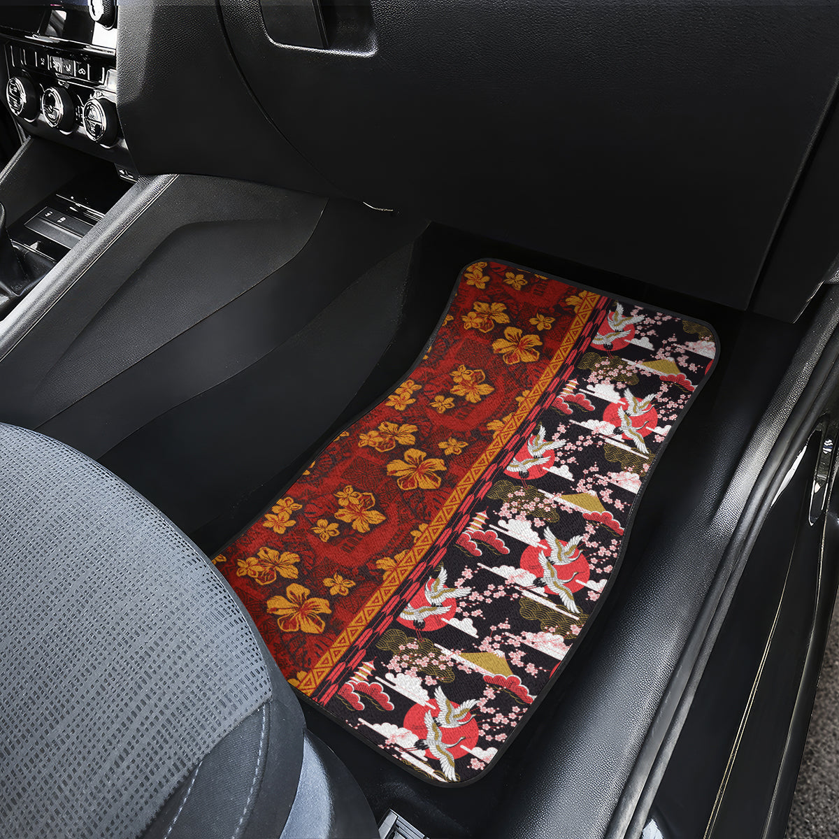 Japanese Culture Hawaii Style Car Mats Hawaiian Tribal and Japanese Pattern Together Culture LT03 - Polynesian Pride