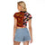 Pan-Pacific Festival Raglan Cropped T Shirt Hawaiian Tribal and Japanese Pattern Together Culture