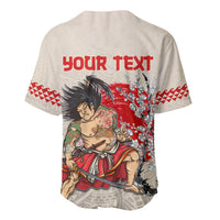 Personalised Japanese Culture Hawaii Style Baseball Jersey Japanese Samurai with Hawaiian Pattern LT03 - Polynesian Pride