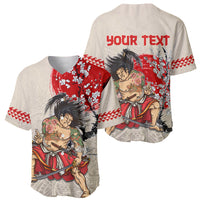 Personalised Japanese Culture Hawaii Style Baseball Jersey Japanese Samurai with Hawaiian Pattern LT03 - Polynesian Pride