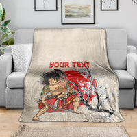 Personalised Japanese Culture Hawaii Style Blanket Japanese Samurai with Hawaiian Pattern LT03 - Polynesian Pride