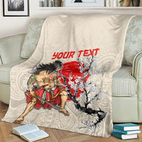 Personalised Japanese Culture Hawaii Style Blanket Japanese Samurai with Hawaiian Pattern LT03 - Polynesian Pride